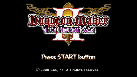 Dungeon Maker II The Hidden War title screen for PSP
